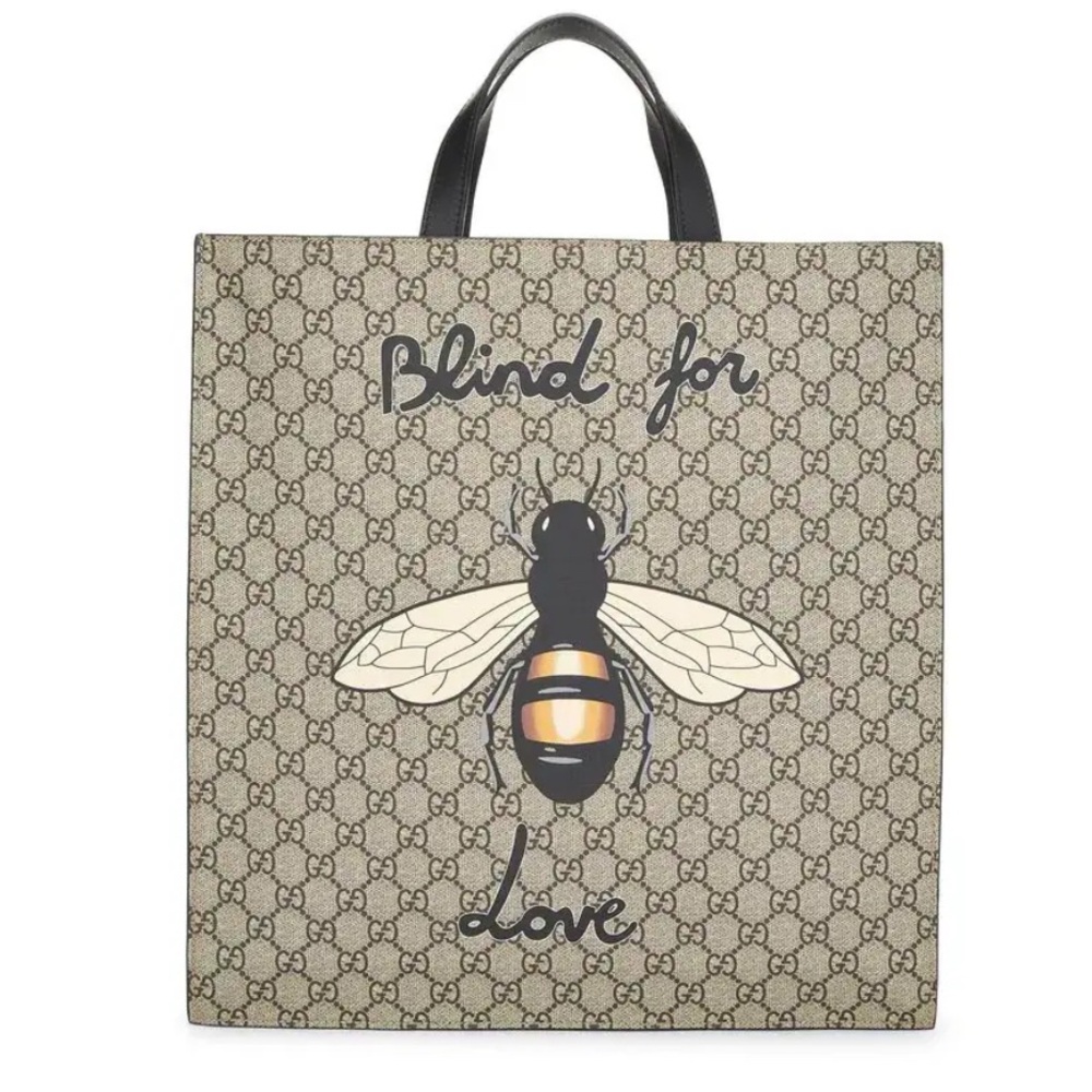 Auth Gucci Supreme GG Blind For Love Bee Tote Bag